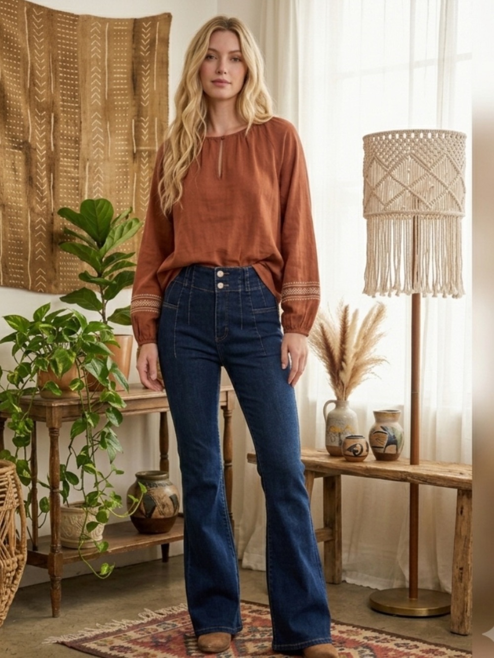 💕Coming Soon! Oli & Hali High-Waist Dark Blue Flare Jeans for Women